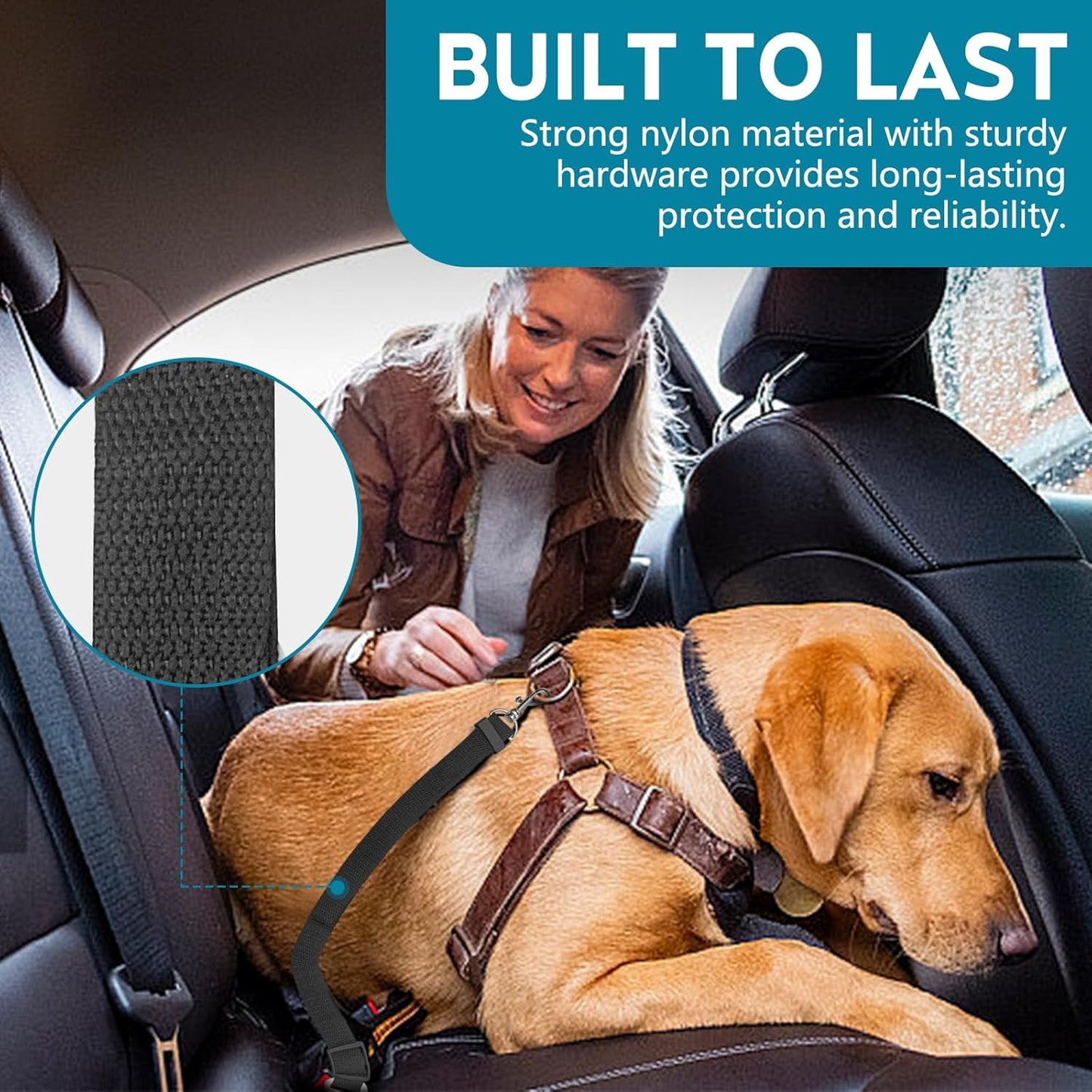 Dog Car Seat Belt - 2 Pack Adjustable Safety Restraint