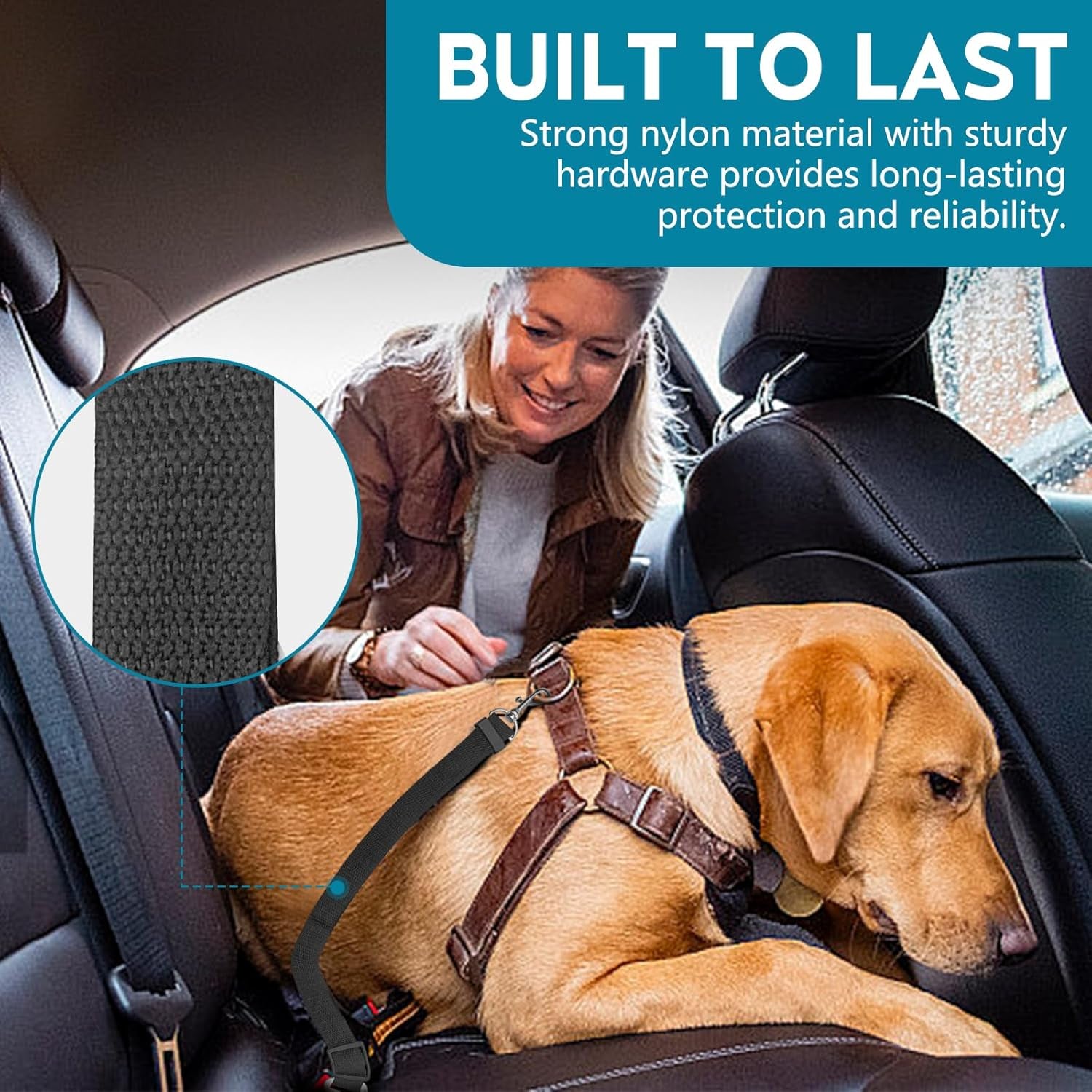Dog Car Seat Belt - 2 Pack Adjustable Safety Restraint