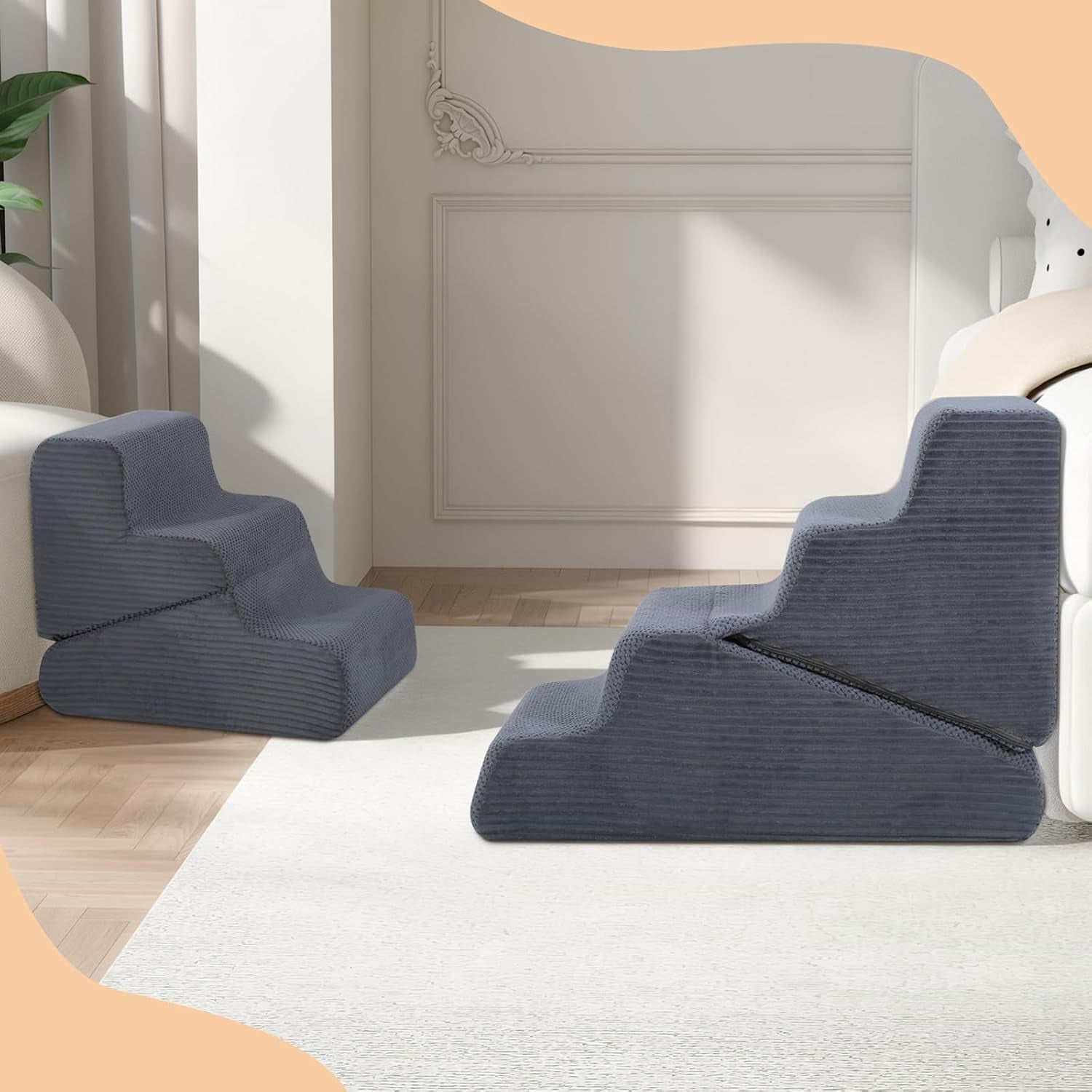 Foldable Dog Ramp for Bed & Couch - Adjustable Height, Non-Slip