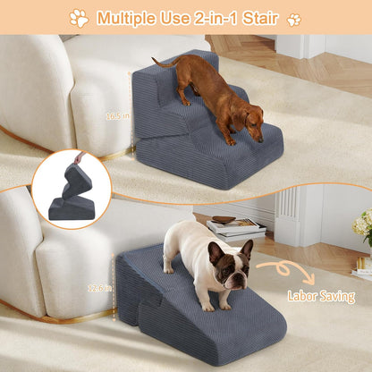 Foldable Dog Ramp for Bed & Couch - Adjustable Height, Non-Slip