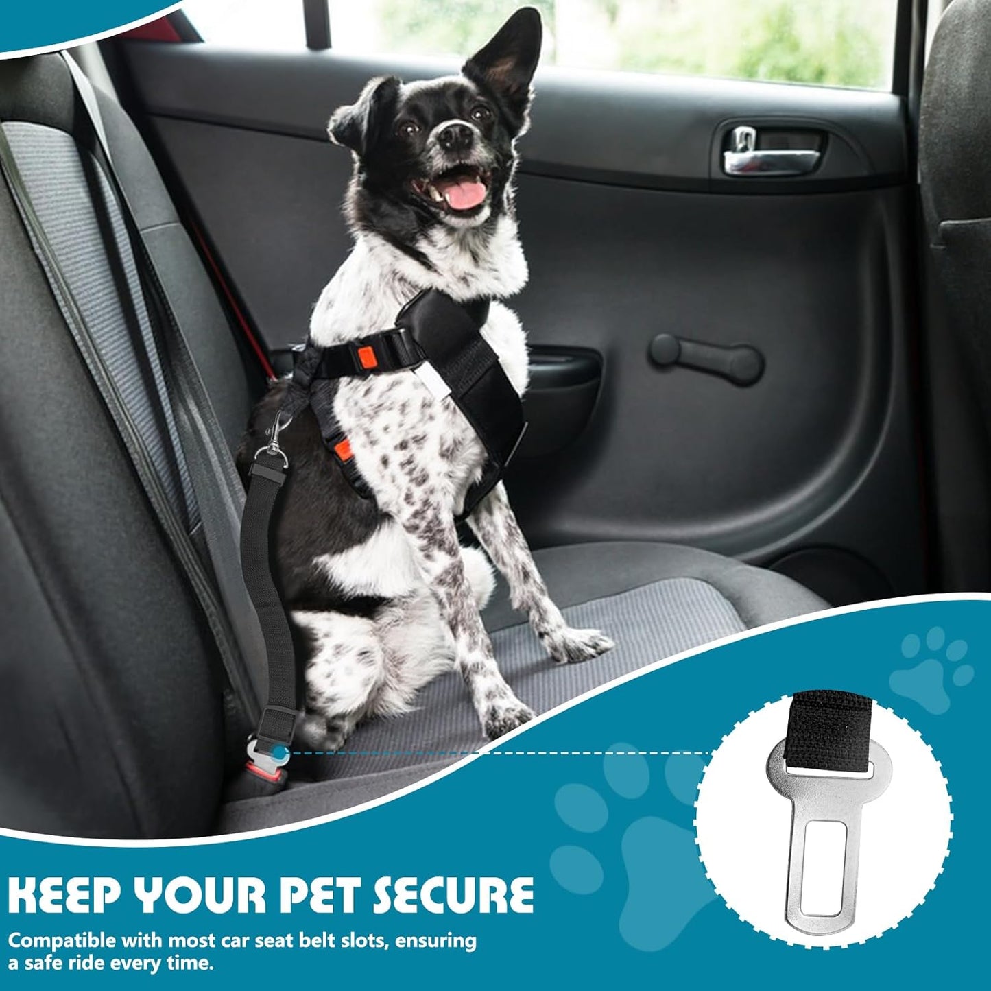 Dog Car Seat Belt - 2 Pack Adjustable Safety Restraint