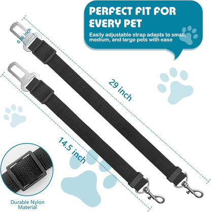 Dog Car Seat Belt - 2 Pack Adjustable Safety Restraint